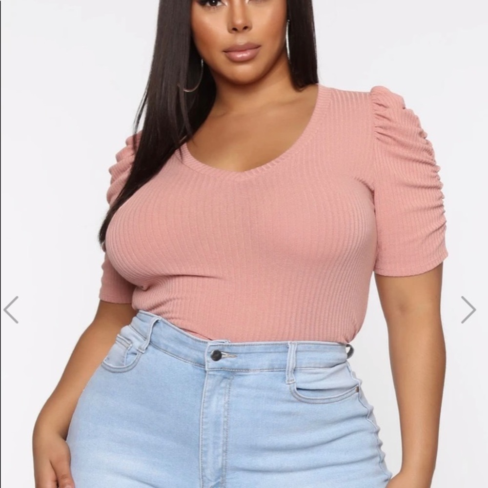 Fashion Nova Plus Puff Top In Mauve
